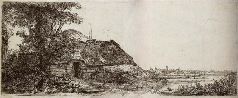 REMBRANDT Harmenszoon van Rijn Landscape with a cottage and a large tree